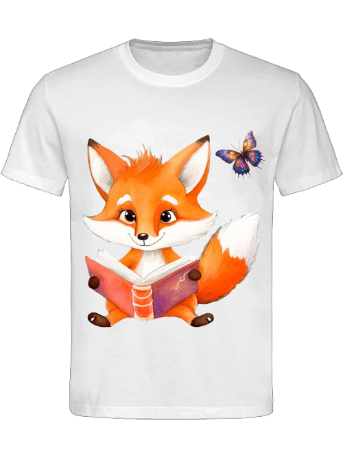 Heavy Cotton T-Shirt Partner Shirt Fox with Butterfly