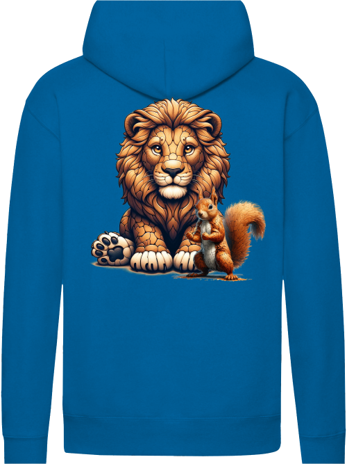 Premium Hooded Sweat Hoodie Partner Shirt Lion with Squirrel Backsite