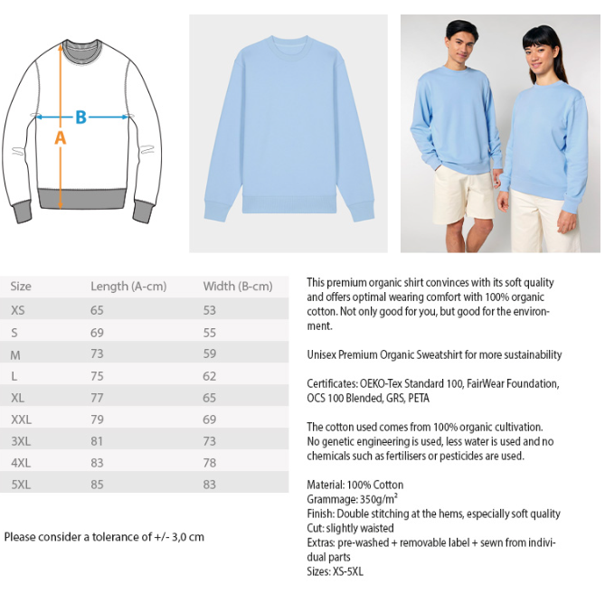 Sudadera unisex orgánica para adultos Tiger Passion con espalda hexagonal floral ST/ST SH
