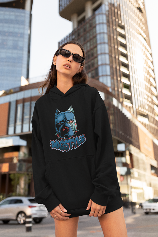 DOGSTYLE CYBER PITBULL Streetwear Frontside - Slammer Bio Oversized Unisex Hoodie Erwachsenen SH