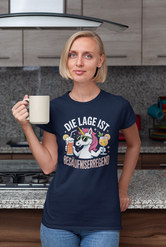 Einhorn Die Lage ist Besäufniserregend Front - Damen Muser Premium Organic Shirt SH