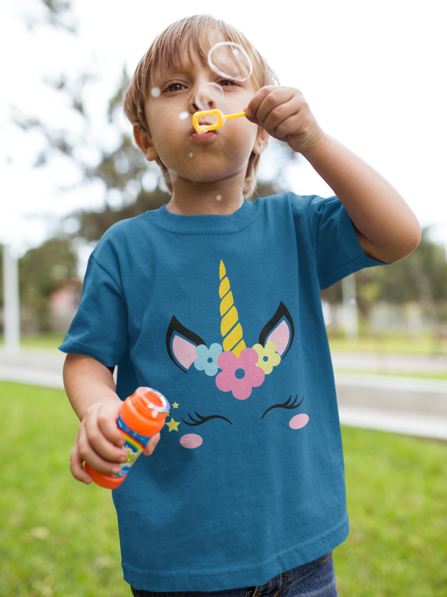 Einhorn Flower Unicorn Face Front - Kinder Premium Organic T-Shirt Mini Creator 2.0 ST/ST SH