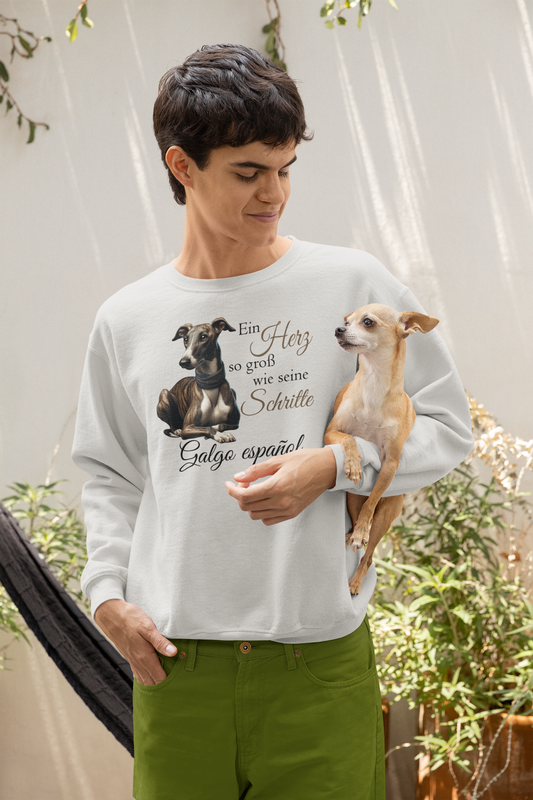 Galgo Ein Herz so groß wie seine Schritte Front - Unisex Erwachsenen Bio Changer Sweatshirt SH 2.0 ST/ST