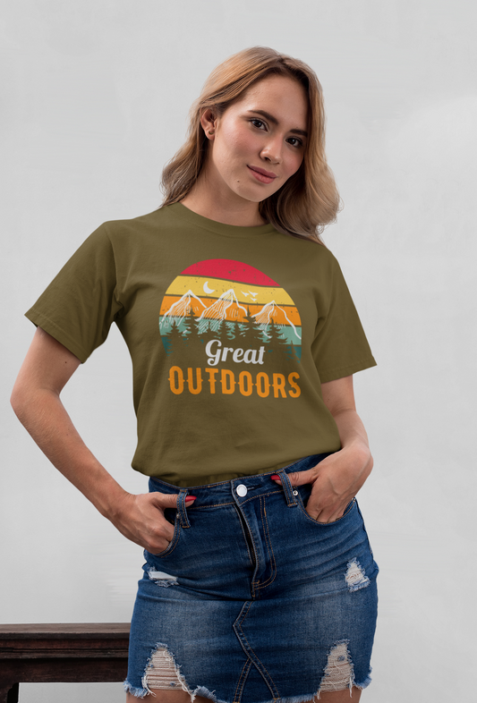 Great Outdoors Retro Look Front - Unisex Erwachsenen Bio Baumwolle Kurzarm Shirt Creator T-Shirt 2.0 ST/ST SK