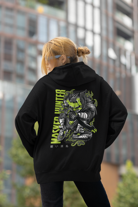 MASKED HUNTER Warrior Green Kryot Streetwear - Slammer Bio Oversized Unisex Hoodie Erwachsenen SH