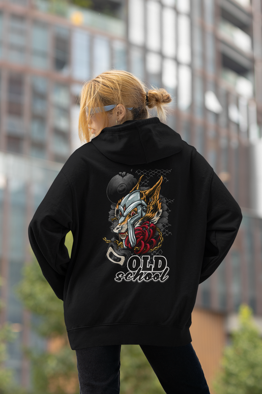 OLD SCHOOL WOLF Streetwear Backprint - Slammer Bio Oversized Unisex Hoodie Erwachsenen SH