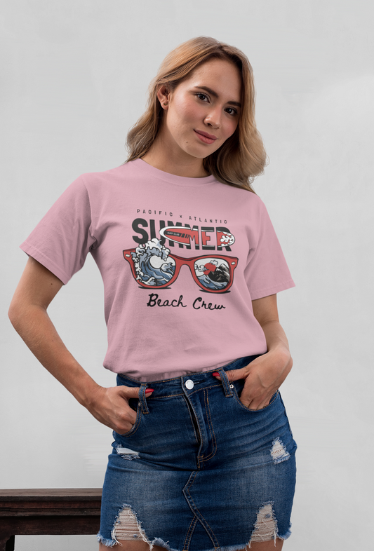 Pacific x Atlantic Summer Beach Crew Front - Unisex Erwachsenen Bio Baumwolle Kurzarm Shirt Creator T-Shirt 2.0 ST/St SK