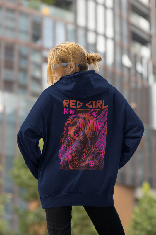 RED GIRL 2 Warrior Streetwear - Sudadera con capucha unisex extragrande Slammer Organic para adultos SH