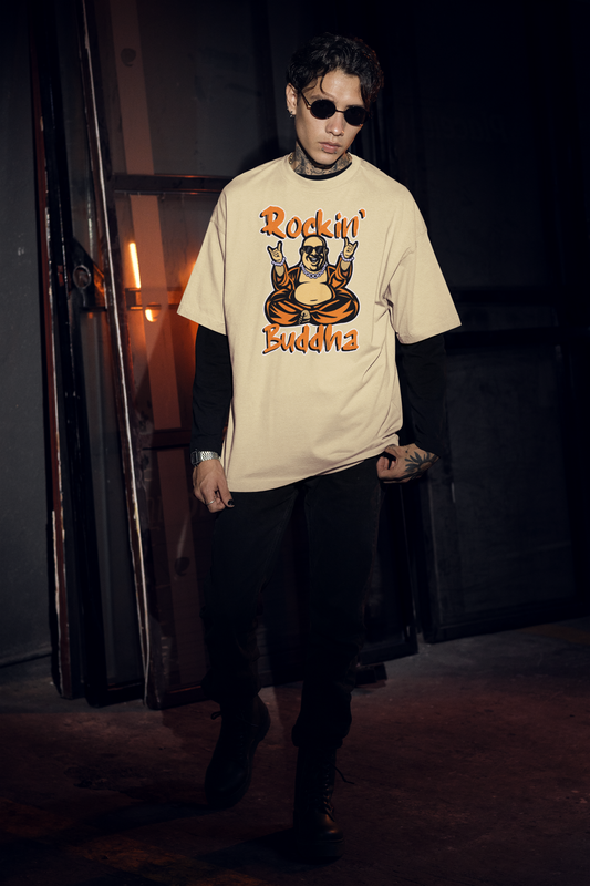 ROCKIN BUDDHA Streetwear Frontprint - Freestyler Bio Oversized Unisex T-Shirt Erwachsenen SH