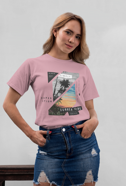 Summer Vibe Forever Front - Unisex Erwachsenen Bio Baumwolle Kurzarm Shirt Creator T-Shirt 2.0 ST/ST SK