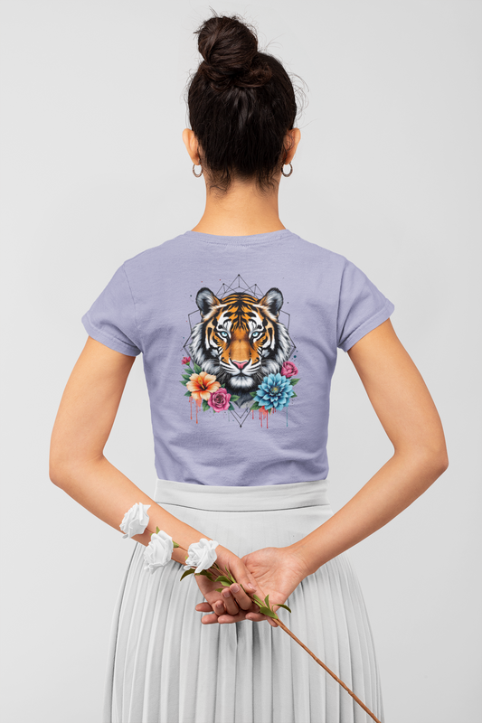 Tiger Passion in Blumen FlowerPower II Back - Unisex Bio Erwachsenen Creator T-Shirt ST/ST SH