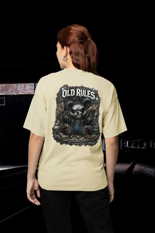WHITE NOISE OLD RULES I Kryot Streetwear Backprint - Freestyler Bio Oversized Unisex T-Shirt Erwachsenen SH