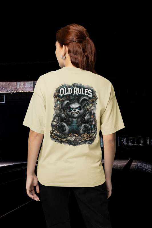 WHITE NOISE OLD RULES II Kryot Streetwear Backprint - Freestyler Bio Oversized Unisex T-Shirt Erwachsenen SH