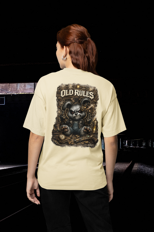 WHITE NOISE OLD RULES Steampunk Kryot Streetwear Backprint - Freestyler Bio Oversized Unisex T-Shirt Erwachsenen SH
