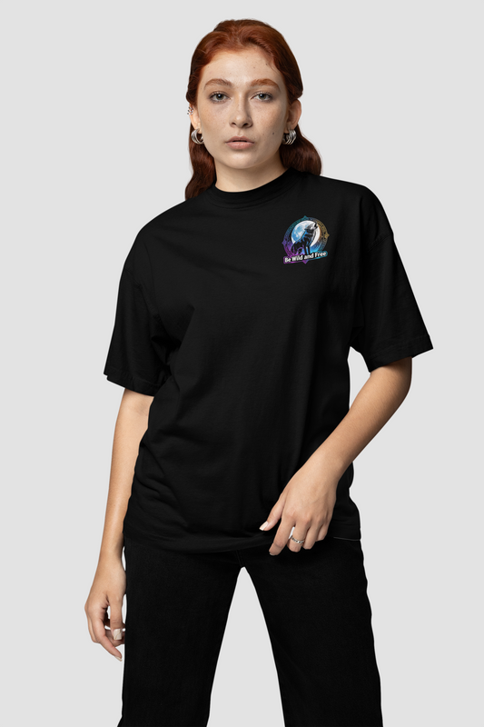 Wolf Runen Mond Be Wild and Free Mini Front - Unisex Erwachsenen Bio Creator T-Shirt ST/ST SH