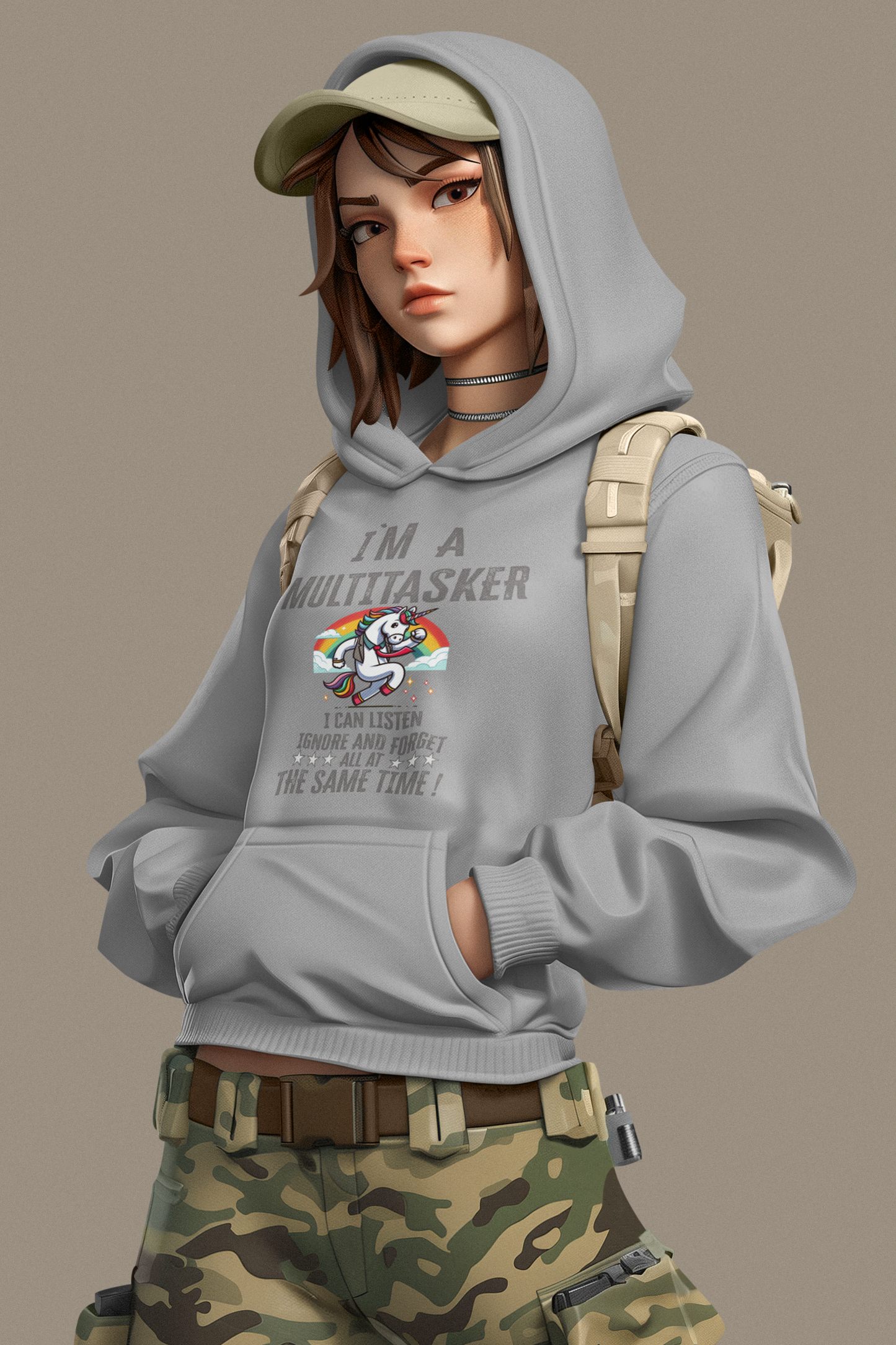 Sudadera con capucha Cruiser Soy unicornio multitarea con corbata