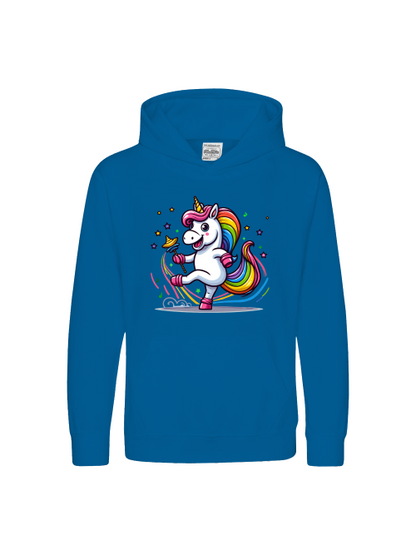 Sudadera con capucha premium para niños El dulce unicornio está bailando