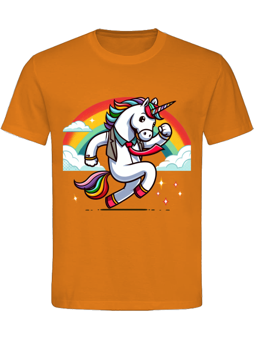 Heavy cotton t-shirt unicorn with rainbow