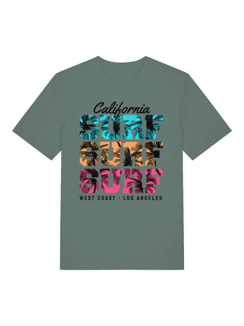 California Surf Sunset Front - Unisex Erwachsenen Bio Baumwolle Kurzarm Shirt Creator T-Shirt 2.0 ST/ST SH