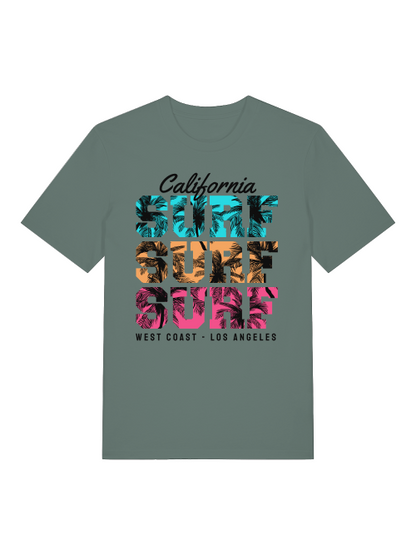 California Surf Sunset Front - Unisex Erwachsenen Bio Baumwolle Kurzarm Shirt Creator T-Shirt 2.0 ST/ST SH