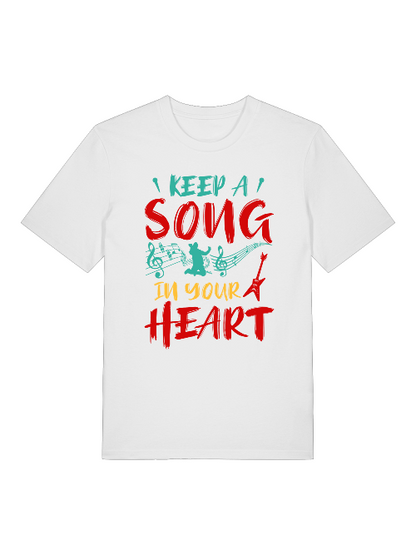 Keep a Song in your Heart color Front - Unisex Erwachsenen Bio Baumwolle T-Shirt Creator 2.0 ST/St SH