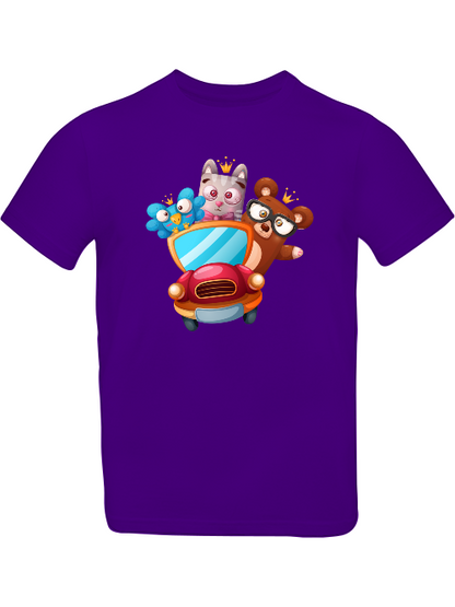Cartoon Trio Vogel Baer Cat T-Shirt Kids SK