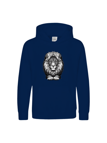 Sudadera con capucha premium para niños Sweet Mandala cabeza de león en gris
