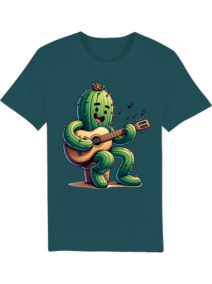 Cartoon Cactus Guitar Player Creator T-Shirt