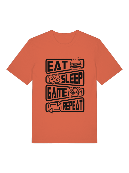 Eat Sleep Game Repeat Front - Unisex Erwachsenen Bio Creator T-Shirt SH