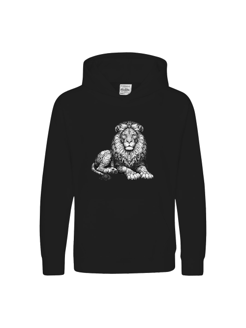 Kids Premium Hoodie Sweet Mandala Lion in gray