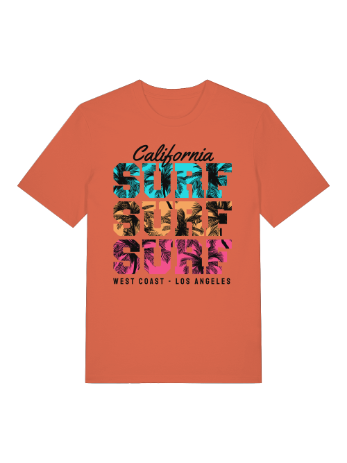 California Surf Sunset Front - Unisex Erwachsenen Bio Baumwolle Kurzarm Shirt Creator T-Shirt 2.0 ST/ST SH