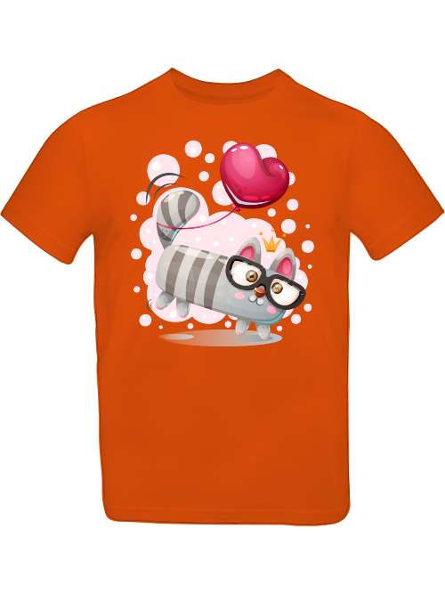 Cartoon Mini Katze mit Herzluftballon T-Shirt Kids SK