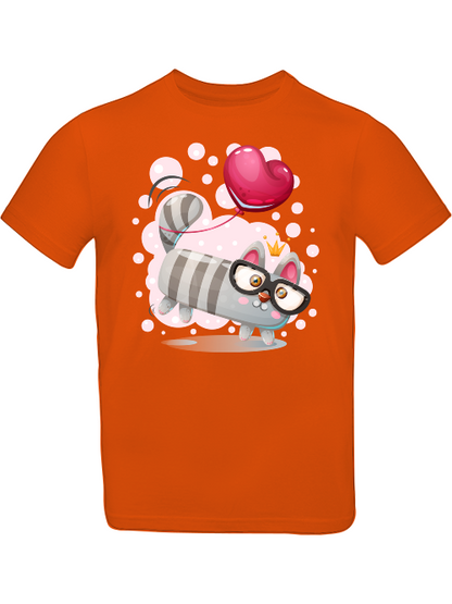 Cartoon Mini Katze mit Herzluftballon T-Shirt Kids SK