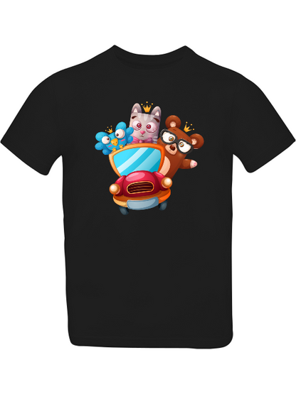 Cartoon Trio Vogel Baer Cat T-Shirt Kids SK