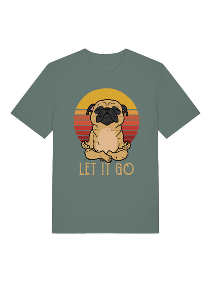 Let it go Yoga Dog Retro Front - Unisex Erwachsenen Bio Baumwolle Kurzarm Shirt Creator T-Shirt 2.0 ST/ST SH