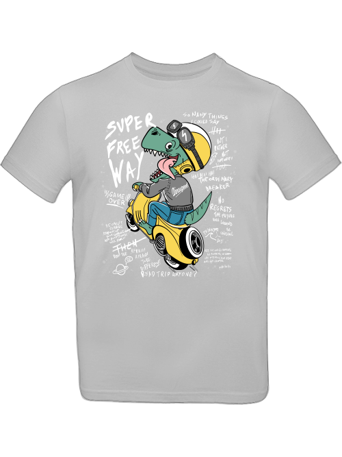 Cartoon Dinospeed on Scooter T-Shirt Kids