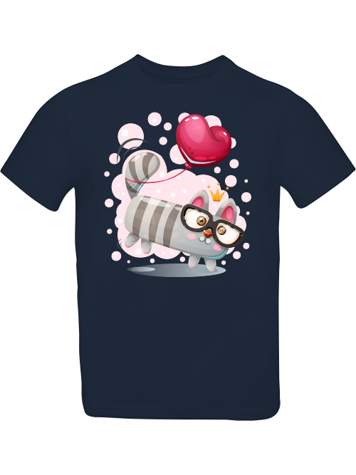 Cartoon Mini Katze mit Herzluftballon T-Shirt Kids SK