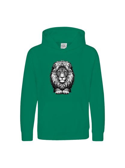 Sudadera con capucha premium para niños Sweet Mandala cabeza de león en gris