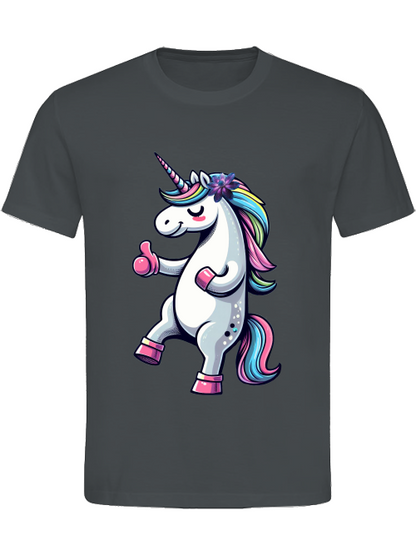 Heavy Cotton T-Shirt Einhorn mit Daumen hoch