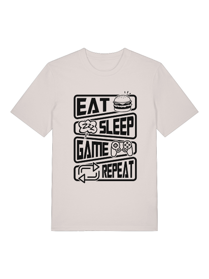 Eat Sleep Game Repeat Front - Unisex Erwachsenen Bio Creator T-Shirt SH
