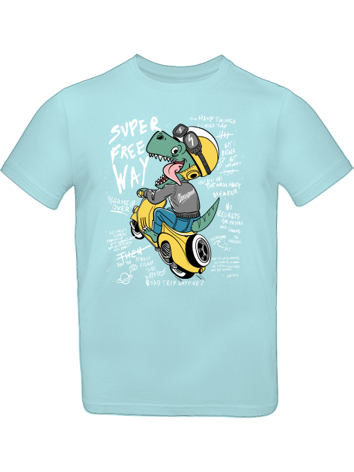 Camiseta Dinospeed de dibujos animados en scooter para niños