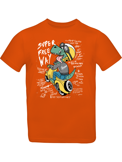 Camiseta Dinospeed de dibujos animados en scooter para niños