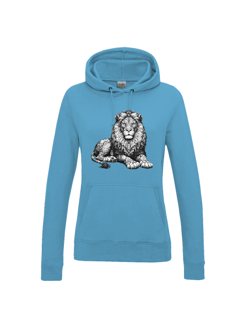 Girlie College Hoodie Mandala Löwe in grau