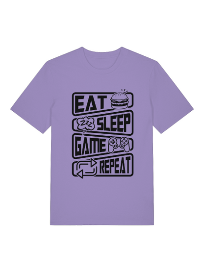 Eat Sleep Game Repeat Front - Unisex Erwachsenen Bio Creator T-Shirt SH