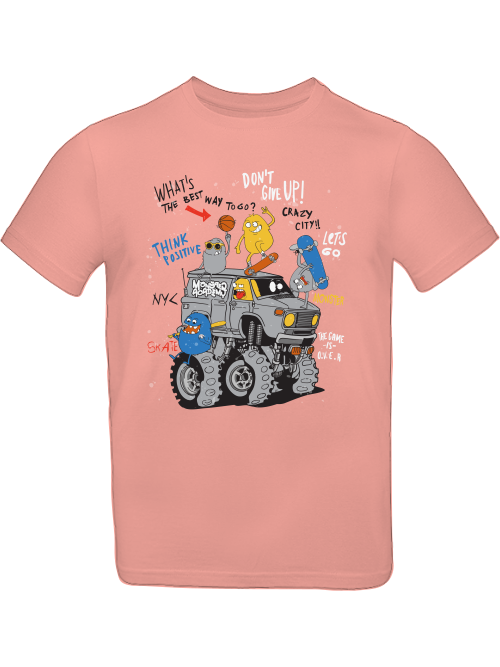 Camiseta de dibujos animados Monster Truck con amigos para niños