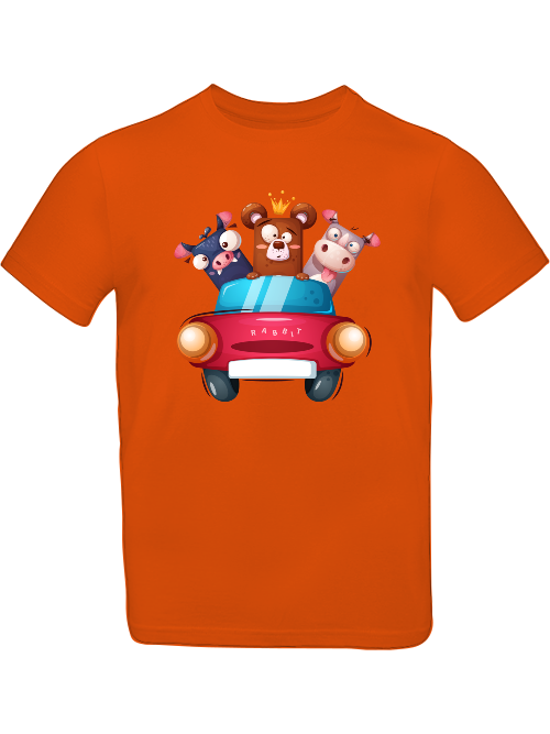 Camiseta para niños con diseño de dibujos animados Trio Cow Baer Piggy in Car