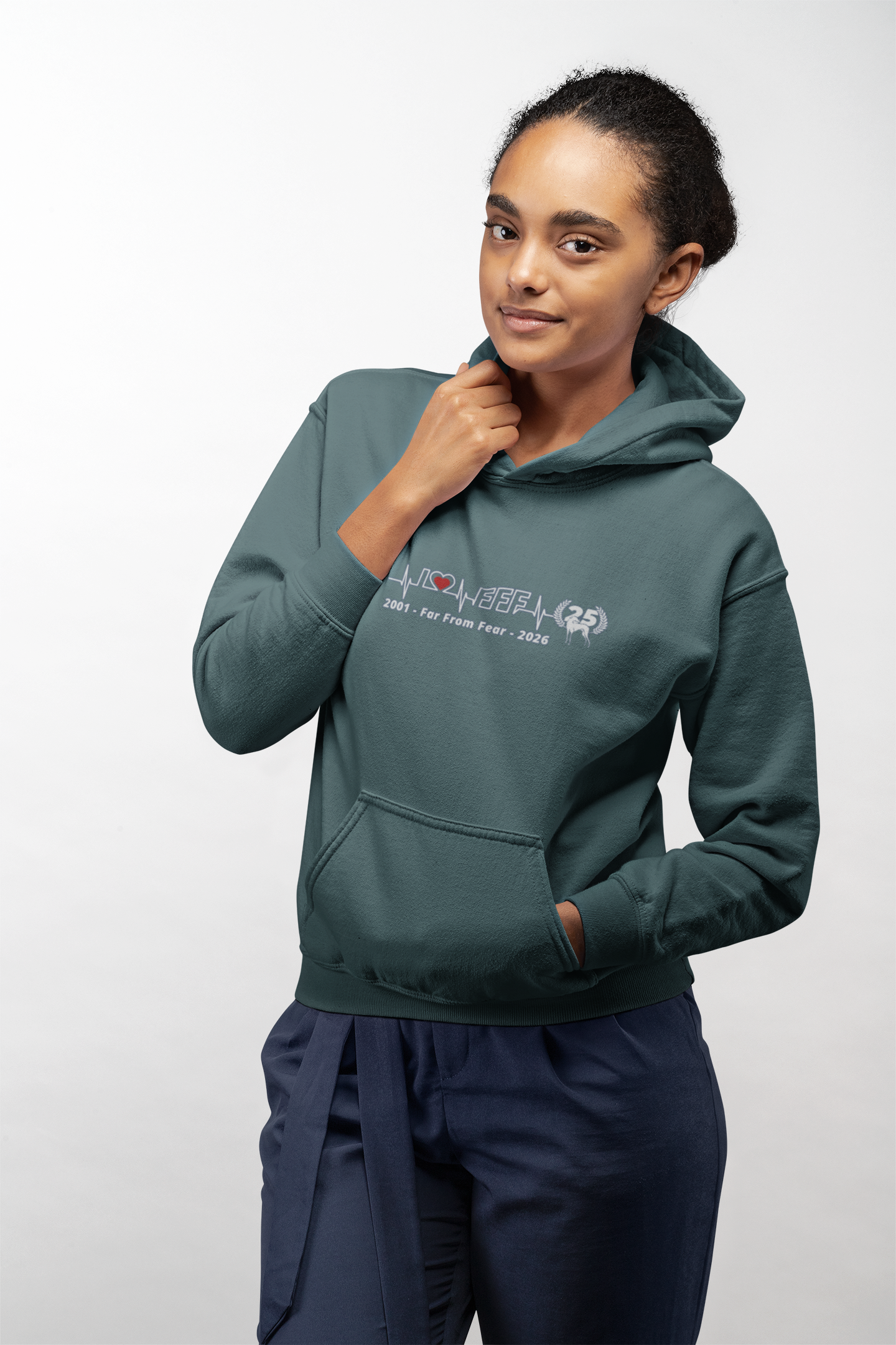 Damen organic Hoodie 2.0 ST/ST mit DTF Druck - 25 Jahre Jubiläums Ausgabe FFF FARFROMFEAR Tierschutz