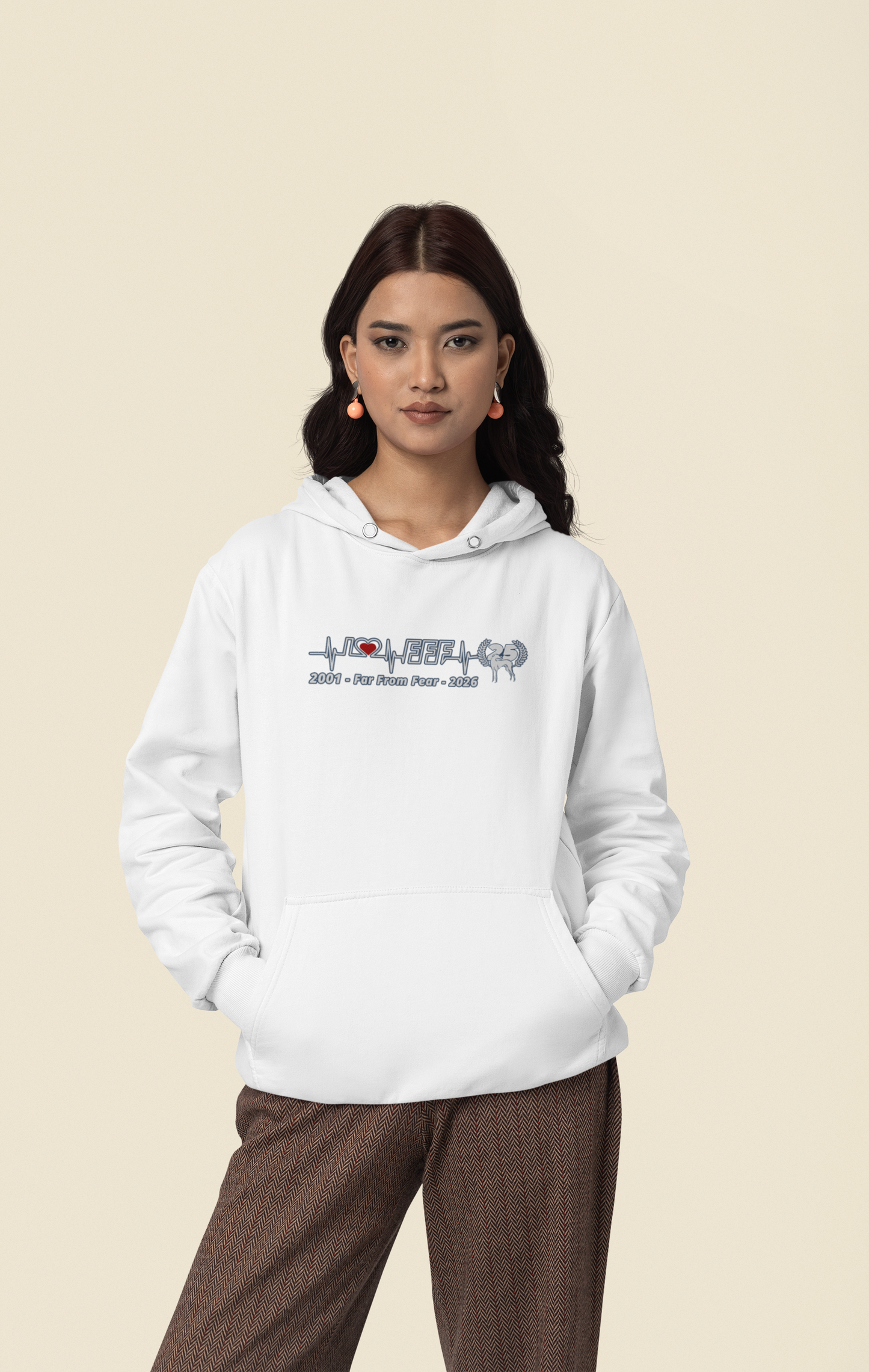 Damen organic Hoodie 2.0 ST/ST mit DTF Druck - 25 Jahre Jubiläums Ausgabe FFF FARFROMFEAR Tierschutz
