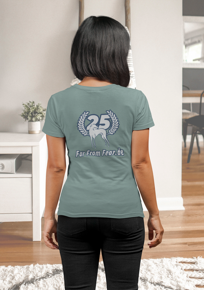 Damen Premium organic Stella Muser T-Shirt mit DTF Druck -  25 Jahre Jubiläums Ausgabe FFF FARFROMFEAR Tierschutz
