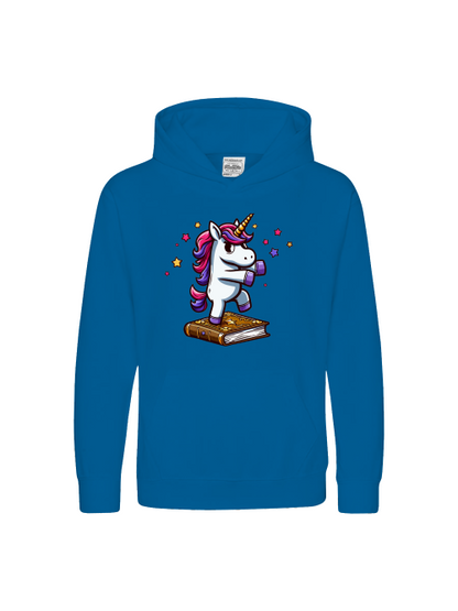 Unicornio bailando sobre un libro - Sudadera con capucha premium para niños SK